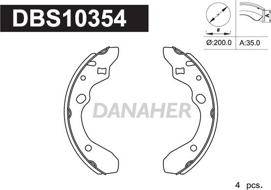 Danaher DBS10354 - Brake Shoe Set autospares.lv