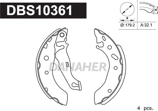 Danaher DBS10361 - Brake Shoe Set autospares.lv