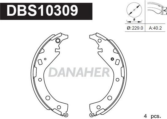 Danaher DBS10309 - Brake Shoe Set autospares.lv