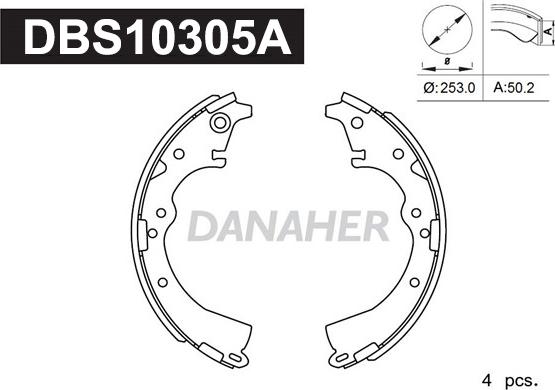 Danaher DBS10305A - Brake Shoe Set autospares.lv