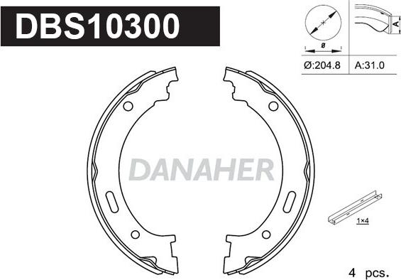 Danaher DBS10300 - Brake Shoe Set, parking brake autospares.lv