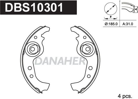 Danaher DBS10301 - Brake Shoe Set autospares.lv