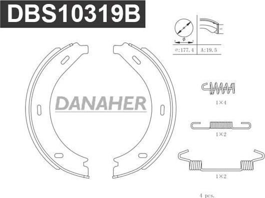 Danaher DBS10319B - Brake Shoe Set, parking brake autospares.lv