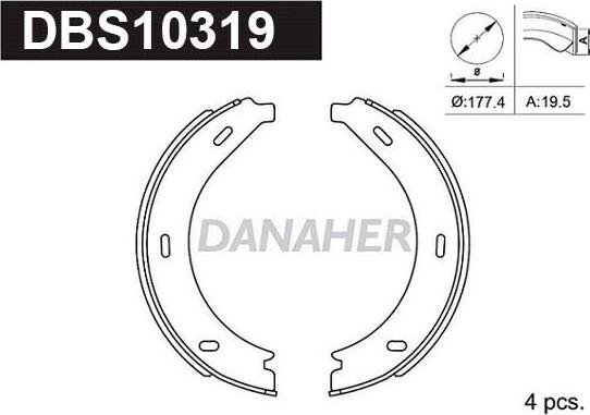 Danaher DBS10319 - Brake Shoe Set, parking brake autospares.lv