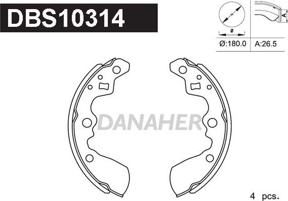 Danaher DBS10314 - Brake Shoe Set autospares.lv