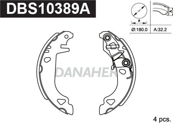 Danaher DBS10389A - Brake Shoe Set autospares.lv