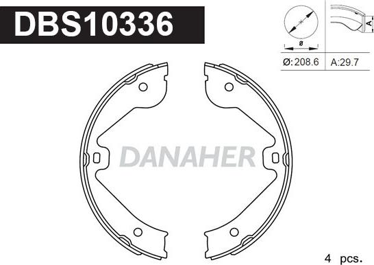 Danaher DBS10336 - Brake Shoe Set, parking brake autospares.lv