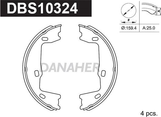 Danaher DBS10324 - Brake Shoe Set, parking brake autospares.lv