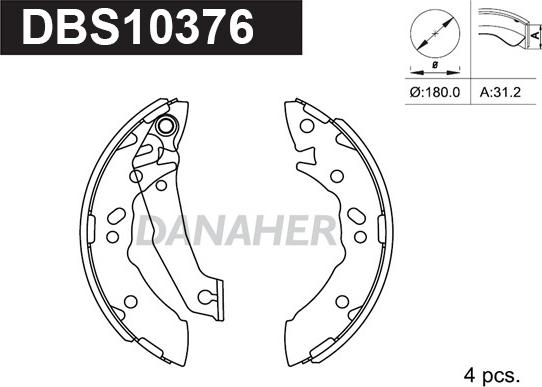 Danaher DBS10376 - Brake Shoe Set autospares.lv