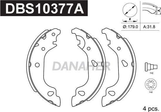 Danaher DBS10377A - Brake Shoe Set autospares.lv