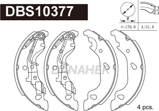 Danaher DBS10377 - Brake Shoe Set autospares.lv