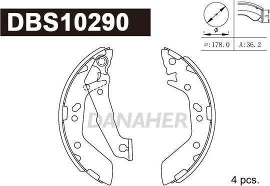 Danaher DBS10290 - Brake Shoe Set autospares.lv