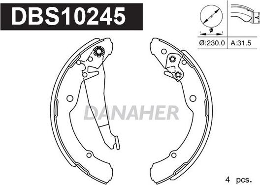 Danaher DBS10245 - Brake Shoe Set autospares.lv