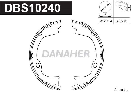 Danaher DBS10240 - Brake Shoe Set, parking brake autospares.lv
