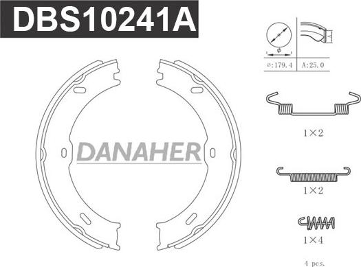 Danaher DBS10241A - Brake Shoe Set, parking brake autospares.lv