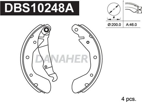 Danaher DBS10248A - Brake Shoe Set autospares.lv