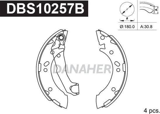 Danaher DBS10257B - Brake Shoe Set autospares.lv