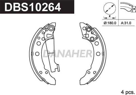 Danaher DBS10264 - Brake Shoe Set autospares.lv