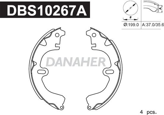 Danaher DBS10267A - Brake Shoe Set autospares.lv