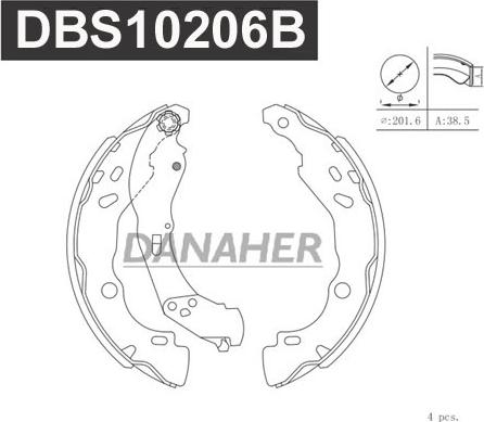 Danaher DBS10206B - Brake Shoe Set autospares.lv