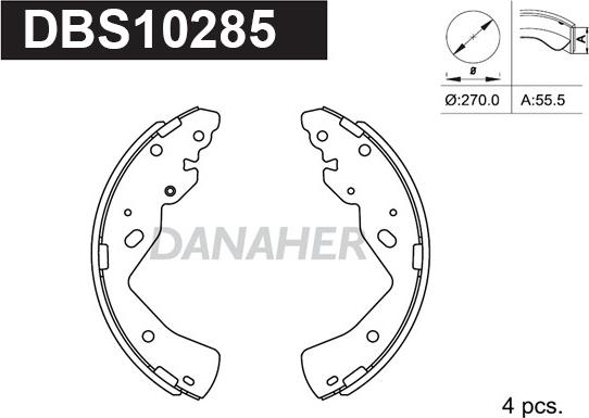 Danaher DBS10285 - Brake Shoe Set autospares.lv