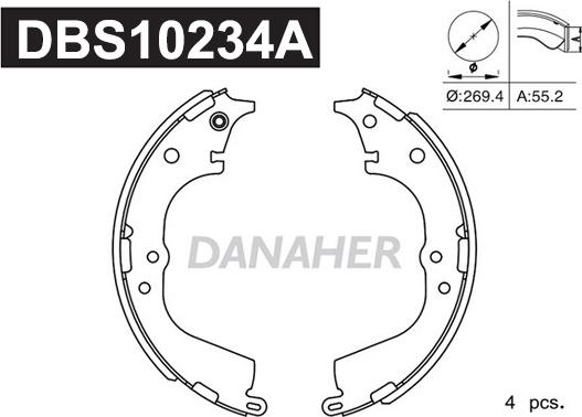 Danaher DBS10234A - Brake Shoe Set autospares.lv
