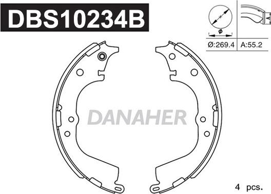 Danaher DBS10234B - Brake Shoe Set autospares.lv