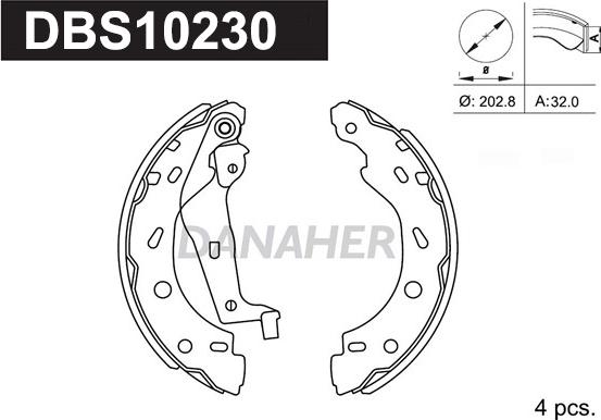 Danaher DBS10230 - Brake Shoe Set autospares.lv