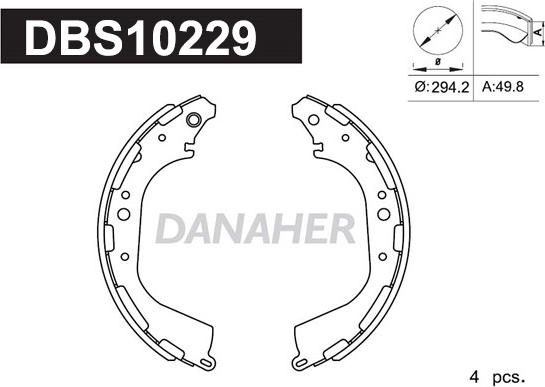 Danaher DBS10229 - Brake Shoe Set autospares.lv