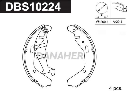 Danaher DBS10224 - Brake Shoe Set autospares.lv