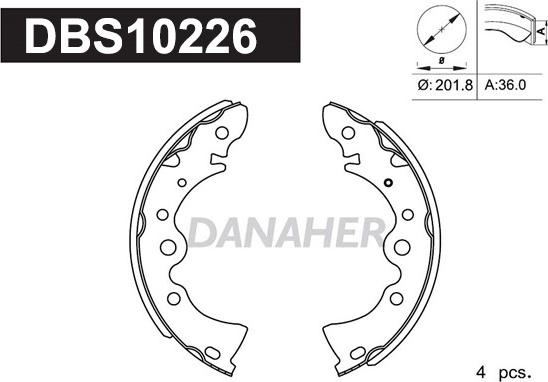 Danaher DBS10226 - Brake Shoe Set autospares.lv