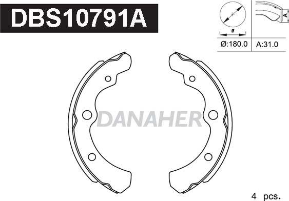Danaher DBS10791A - Brake Shoe Set autospares.lv