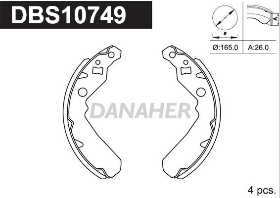 Danaher DBS10749 - Brake Shoe Set autospares.lv