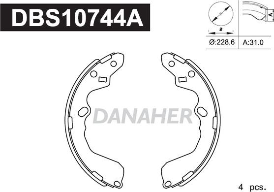 Danaher DBS10744A - Brake Shoe Set autospares.lv