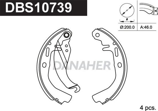 Danaher DBS10739 - Brake Shoe Set autospares.lv