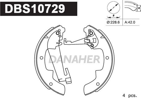 Danaher DBS10729 - Brake Shoe Set autospares.lv