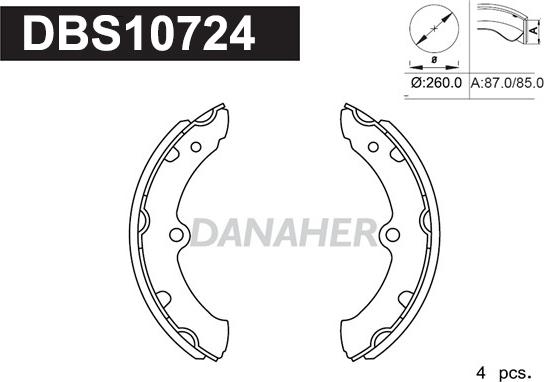 Danaher DBS10724 - Brake Shoe Set autospares.lv