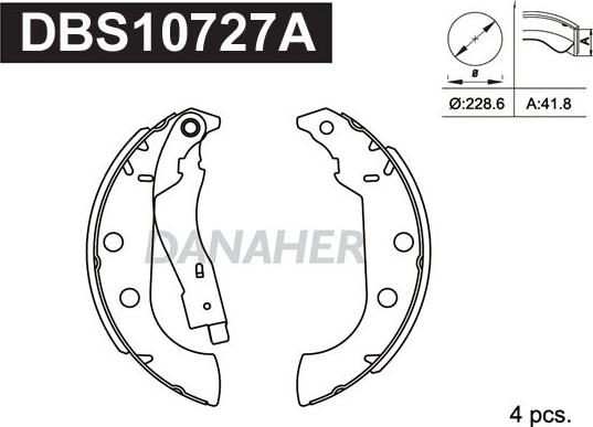 Danaher DBS10727A - Brake Shoe Set autospares.lv