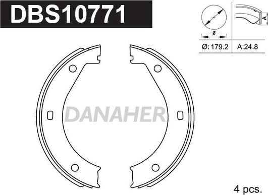 Danaher DBS10771 - Brake Shoe Set, parking brake autospares.lv