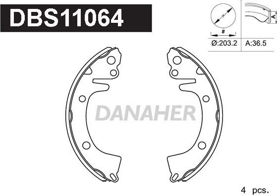 Danaher DBS11064 - Brake Shoe Set autospares.lv