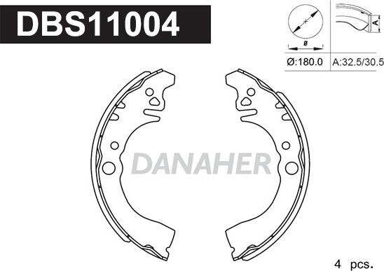 Danaher DBS11004 - Brake Shoe Set autospares.lv