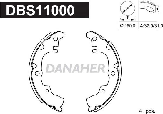 Danaher DBS11000 - Brake Shoe Set autospares.lv