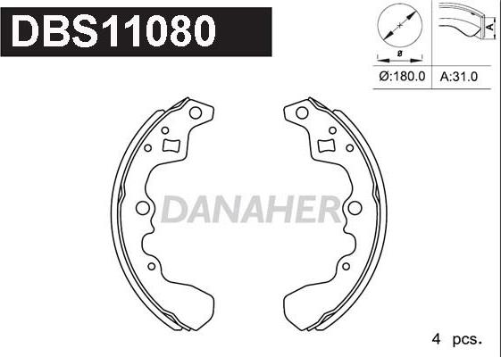 Danaher DBS11080 - Brake Shoe Set autospares.lv
