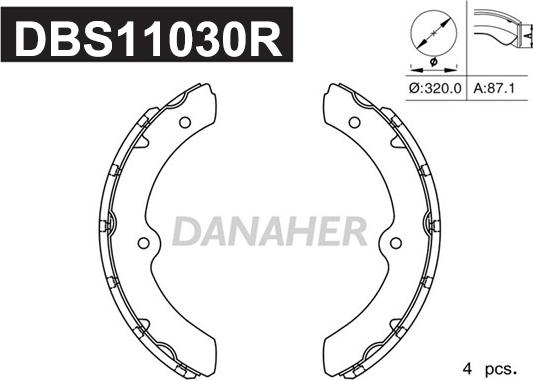 Danaher DBS11030R - Brake Shoe Set autospares.lv