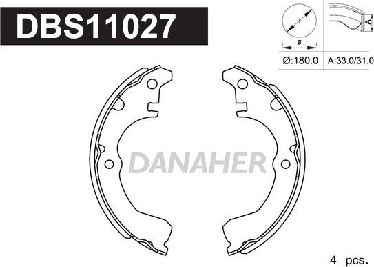 Danaher DBS11027 - Brake Shoe Set autospares.lv