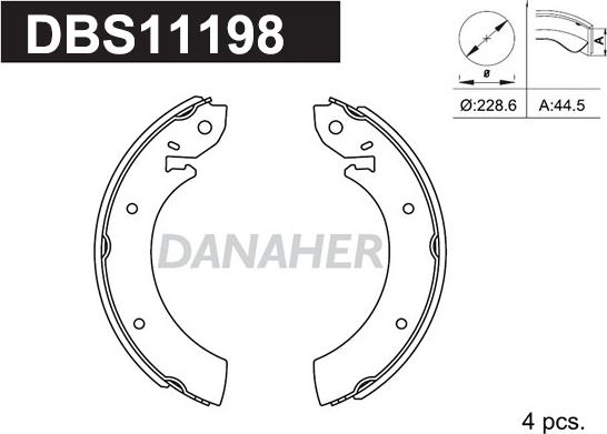 Danaher DBS11198 - Brake Shoe Set autospares.lv