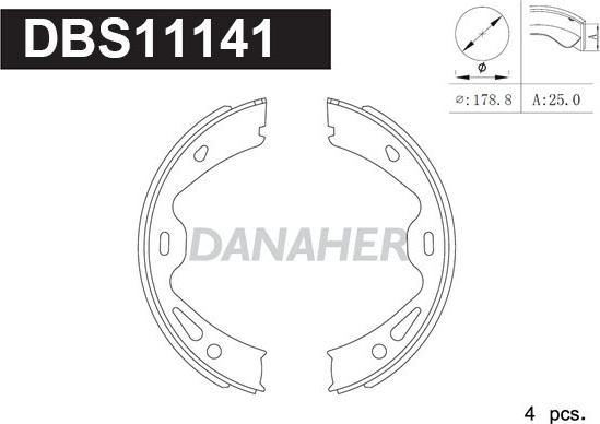 Danaher DBS11141 - Brake Shoe Set, parking brake autospares.lv