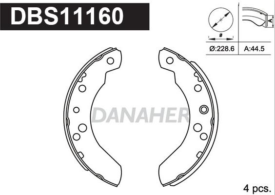 Danaher DBS11160 - Brake Shoe Set autospares.lv