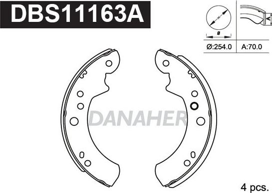 Danaher DBS11163A - Brake Shoe Set autospares.lv