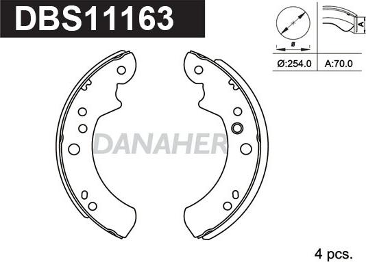 Danaher DBS11163 - Brake Shoe Set autospares.lv